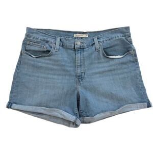 Levi’s Mid Length Women's Denim Shorts Stretch Light Wash Size 33 Casual Cuffed